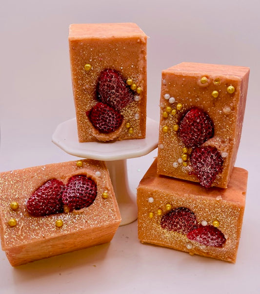 "Sunset Serenity" Strawberry Peach Champagne Salt Soap