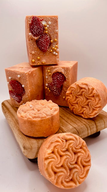 "Sunset Serenity" Strawberry Peach Champagne Salt Soap