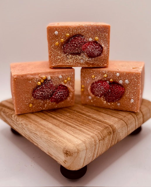 "Sunset Serenity" Strawberry Peach Champagne Salt Soap